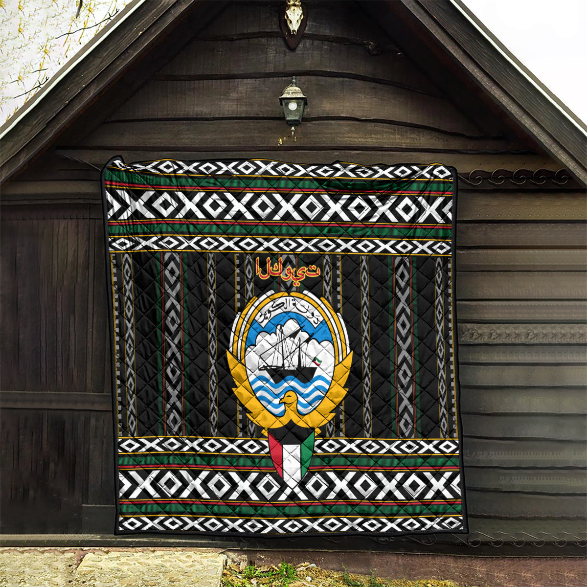Kuwait Hawk of Quraish With Al Sadu Pattern Personalized Quilt - Wonder Print Shop