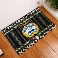 Kuwait Hawk of Quraish With Al Sadu Pattern Personalized Rubber Doormat - Wonder Print Shop