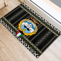 Kuwait Hawk of Quraish With Al Sadu Pattern Personalized Rubber Doormat - Wonder Print Shop