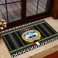 Kuwait Hawk of Quraish With Al Sadu Pattern Personalized Rubber Doormat - Wonder Print Shop