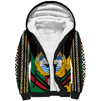 Kuwait Hawk of Quraish With Al Sadu Pattern Personalized Sherpa Hoodie - Wonder Print Shop