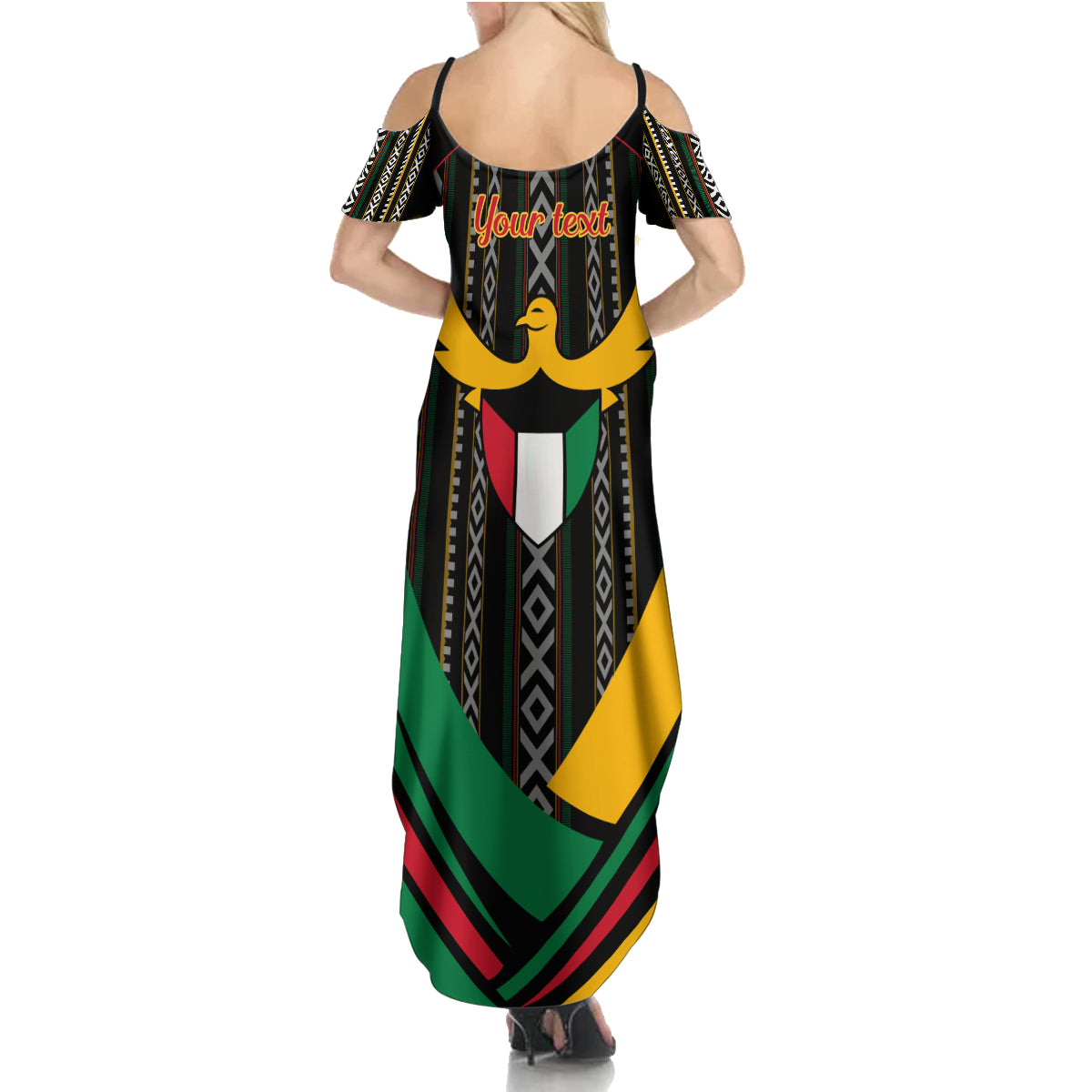 Kuwait Hawk of Quraish With Al Sadu Pattern Personalized Summer Maxi Dress - Wonder Print Shop