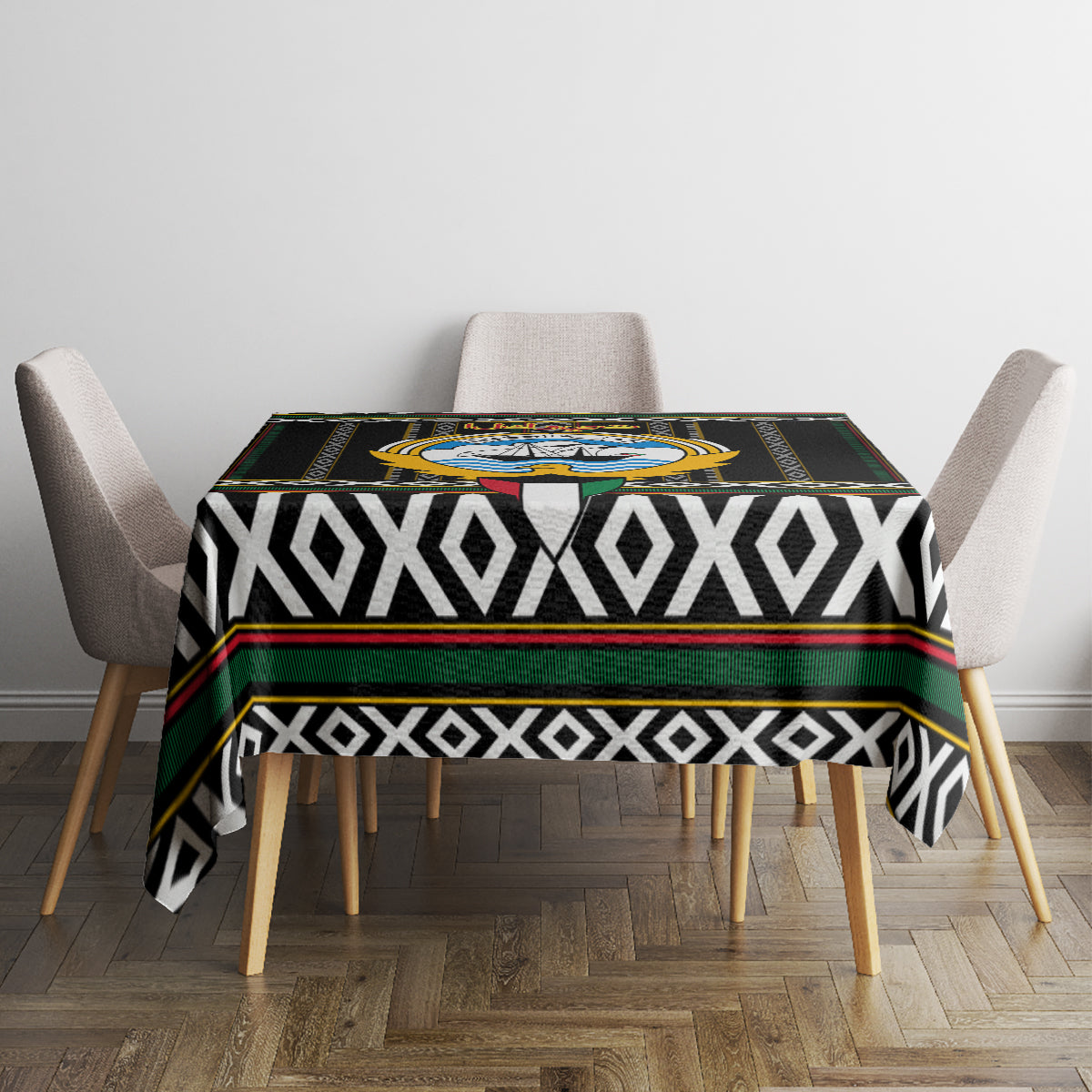Kuwait Hawk of Quraish With Al Sadu Pattern Personalized Tablecloth - Wonder Print Shop