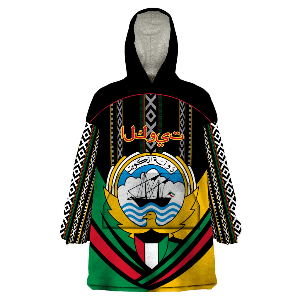 Kuwait Hawk of Quraish With Al Sadu Pattern Personalized Wearable Blanket Hoodie - Wonder Print Shop