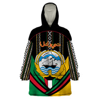 Kuwait Hawk of Quraish With Al Sadu Pattern Personalized Wearable Blanket Hoodie - Wonder Print Shop