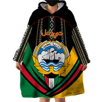 Kuwait Hawk of Quraish With Al Sadu Pattern Personalized Wearable Blanket Hoodie - Wonder Print Shop