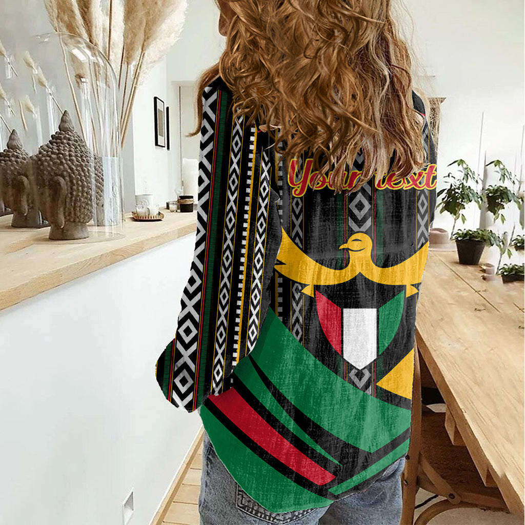 Kuwait Hawk of Quraish With Al Sadu Pattern Personalized Women Casual Shirt - Wonder Print Shop