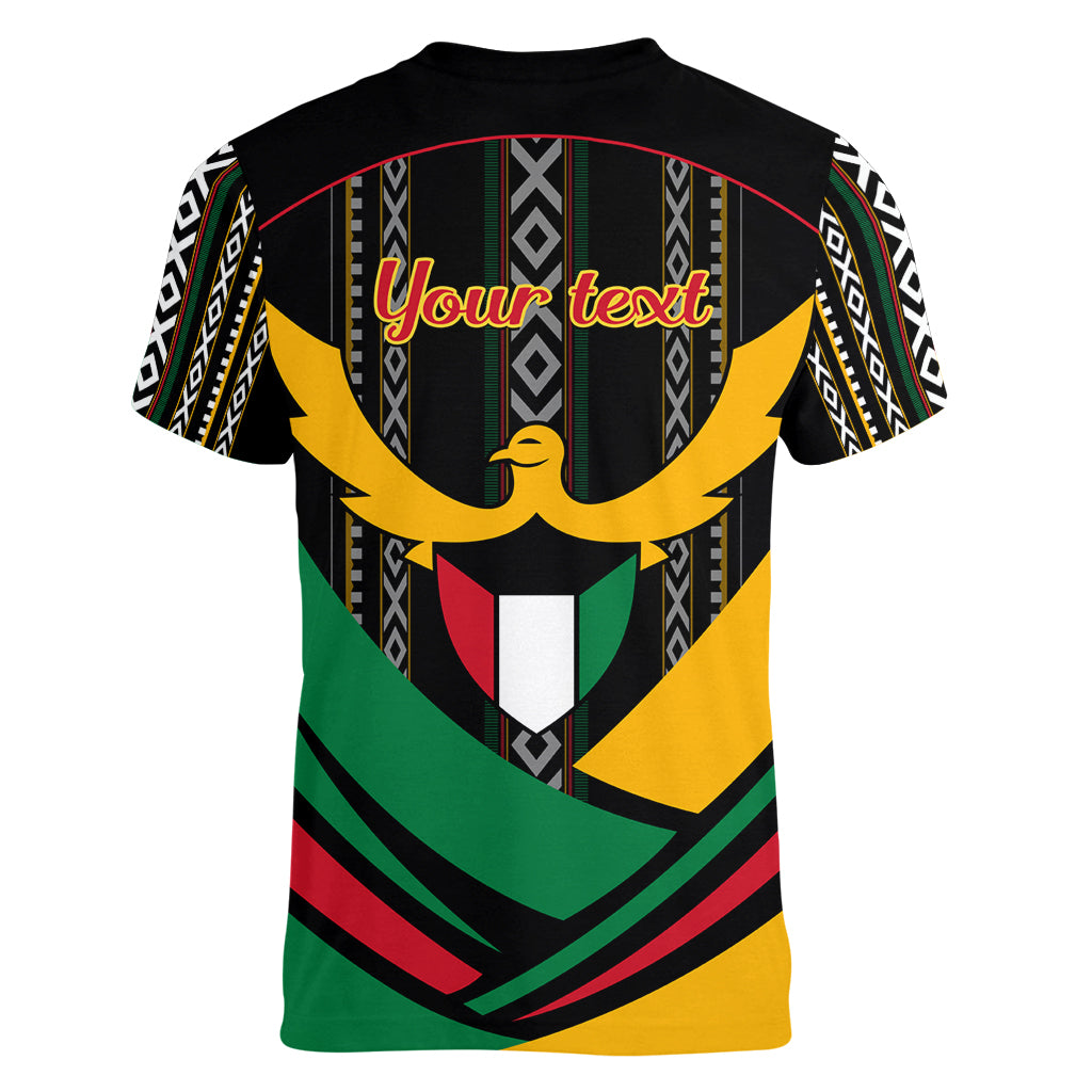 Kuwait Hawk of Quraish With Al Sadu Pattern Personalized Women V Neck T Shirt - Wonder Print Shop