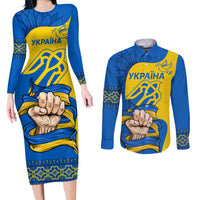 Ukraine Ukraine Folk Patterns Unity Day Personalized Couples Matching Long Sleeve Bodycon Dress and Long Sleeve Button Shirt LT9 - Wonder Print Shop