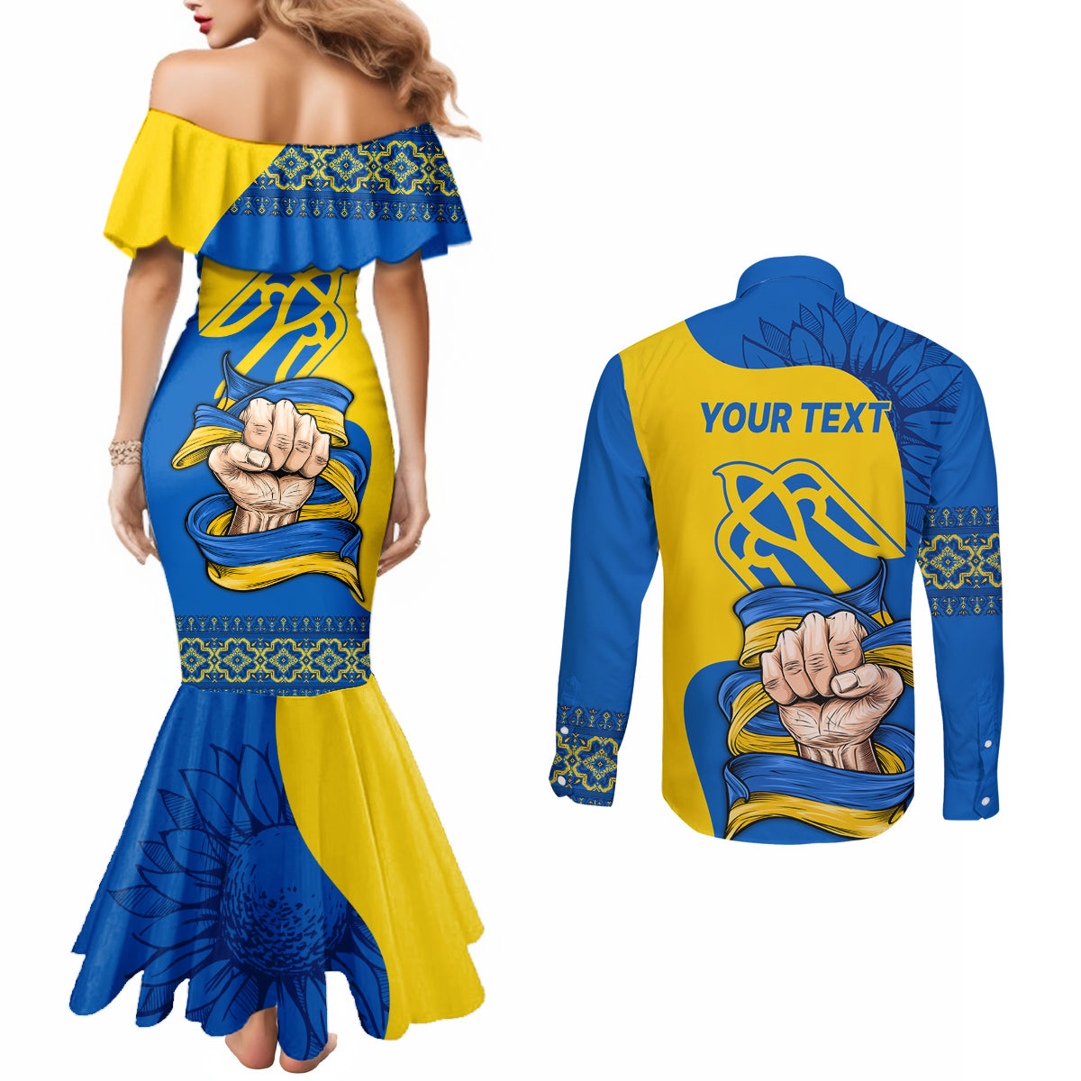 ukraine-ukraine-folk-patterns-unity-day-personalized-couples-matching-mermaid-dress-and-long-sleeve-button-shirt