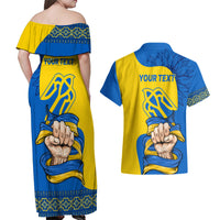 Ukraine Ukraine Folk Patterns Unity Day Personalized Couples Matching Off Shoulder Maxi Dress and Hawaiian Shirt LT9 - Wonder Print Shop