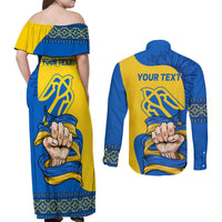 Ukraine Ukraine Folk Patterns Unity Day Personalized Couples Matching Off Shoulder Maxi Dress and Long Sleeve Button Shirt LT9 - Wonder Print Shop