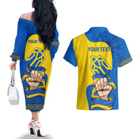 Ukraine Ukraine Folk Patterns Unity Day Personalized Couples Matching Off The Shoulder Long Sleeve Dress and Hawaiian Shirt LT9 - Wonder Print Shop