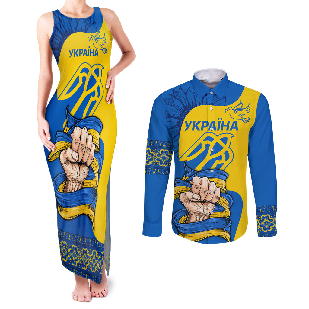 Ukraine Ukraine Folk Patterns Unity Day Personalized Couples Matching Tank Maxi Dress and Long Sleeve Button Shirt LT9 - Wonder Print Shop