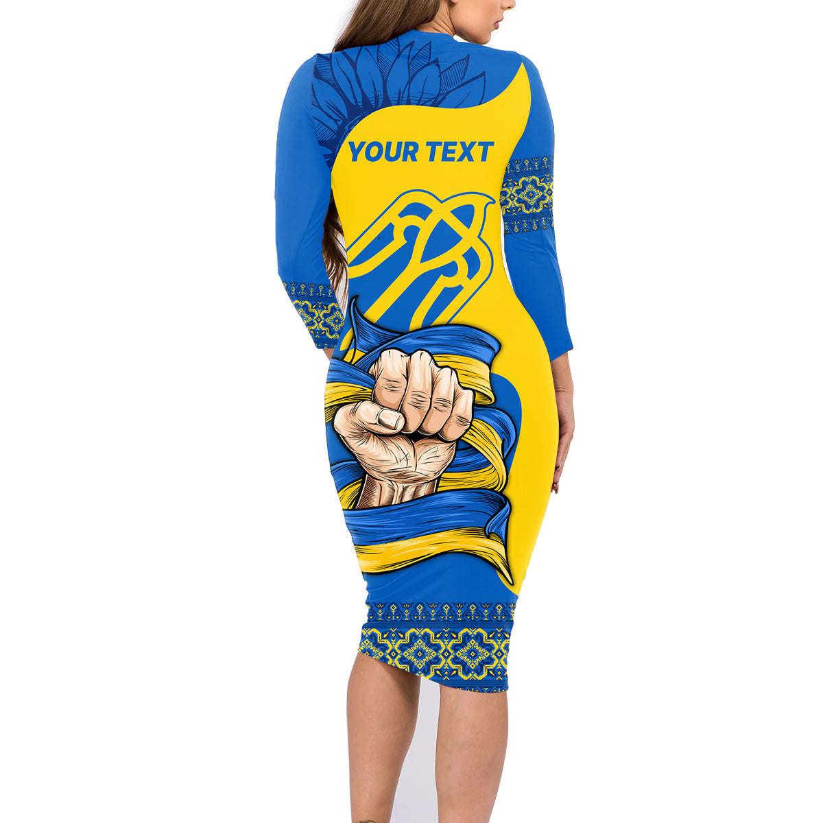 Ukraine Ukraine Folk Patterns Unity Day Personalized Family Matching Long Sleeve Bodycon Dress and Hawaiian Shirt LT9 - Wonder Print Shop