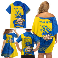 Ukraine Ukraine Folk Patterns Unity Day Personalized Family Matching Off Shoulder Short Dress and Hawaiian Shirt LT9 - Wonder Print Shop