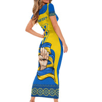 Ukraine Ukraine Folk Patterns Unity Day Personalized Family Matching Short Sleeve Bodycon Dress and Hawaiian Shirt - Wonder Print Shop