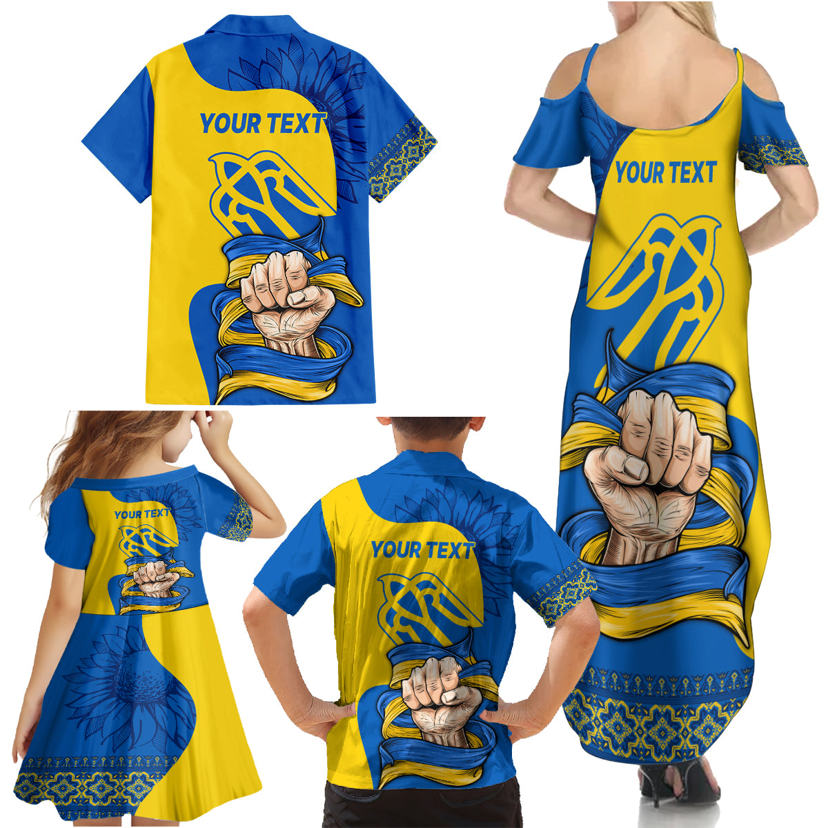 Ukraine Ukraine Folk Patterns Unity Day Personalized Family Matching Summer Maxi Dress and Hawaiian Shirt - Wonder Print Shop