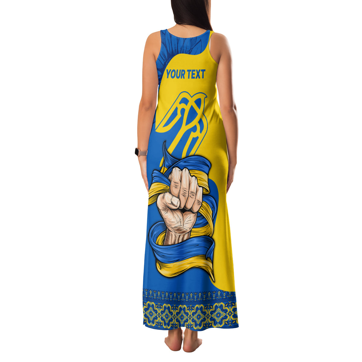 Ukraine Ukraine Folk Patterns Unity Day Personalized Family Matching Tank Maxi Dress and Hawaiian Shirt - Wonder Print Shop