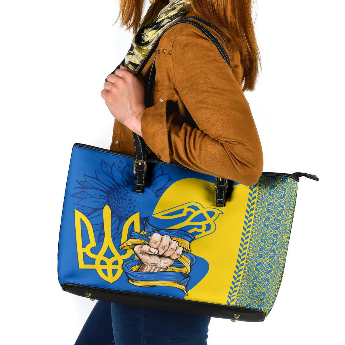 Ukraine Ukraine Folk Patterns Unity Day Personalized Leather Tote Bag