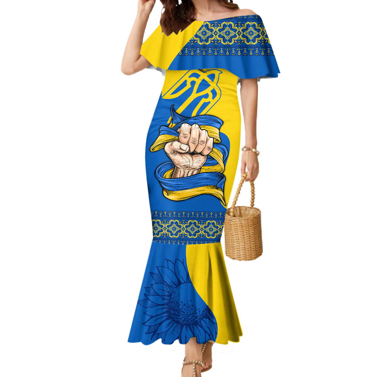 Ukraine Ukraine Folk Patterns Unity Day Personalized Mermaid Dress - Wonder Print Shop