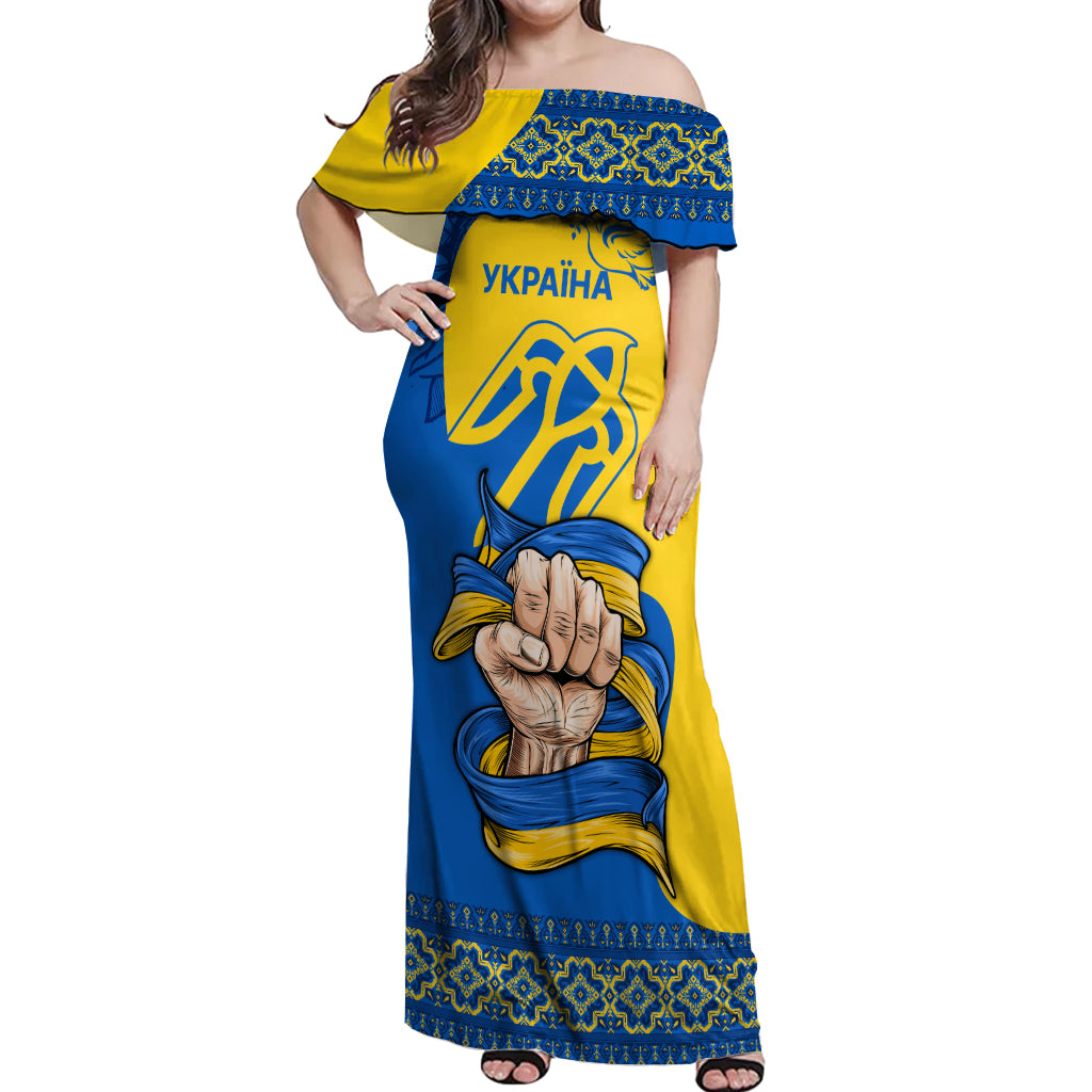 Ukraine Ukraine Folk Patterns Unity Day Personalized Off Shoulder Maxi Dress - Wonder Print Shop
