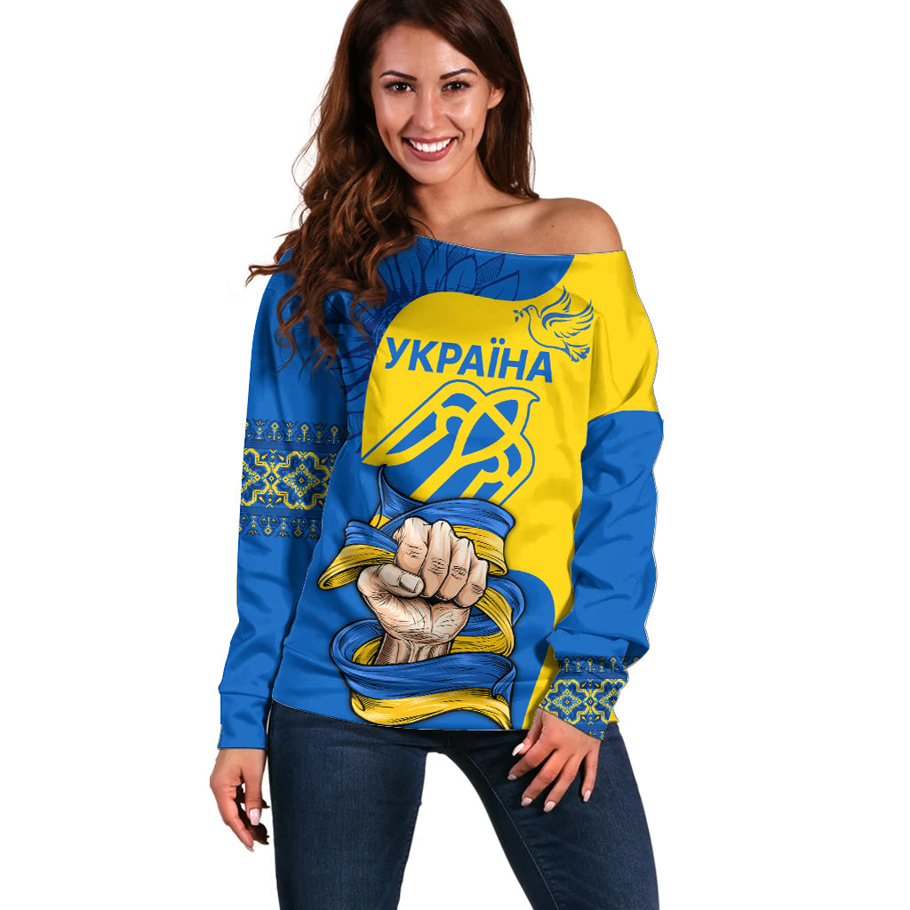 Ukraine Ukraine Folk Patterns Unity Day Personalized Off Shoulder Sweater - Wonder Print Shop