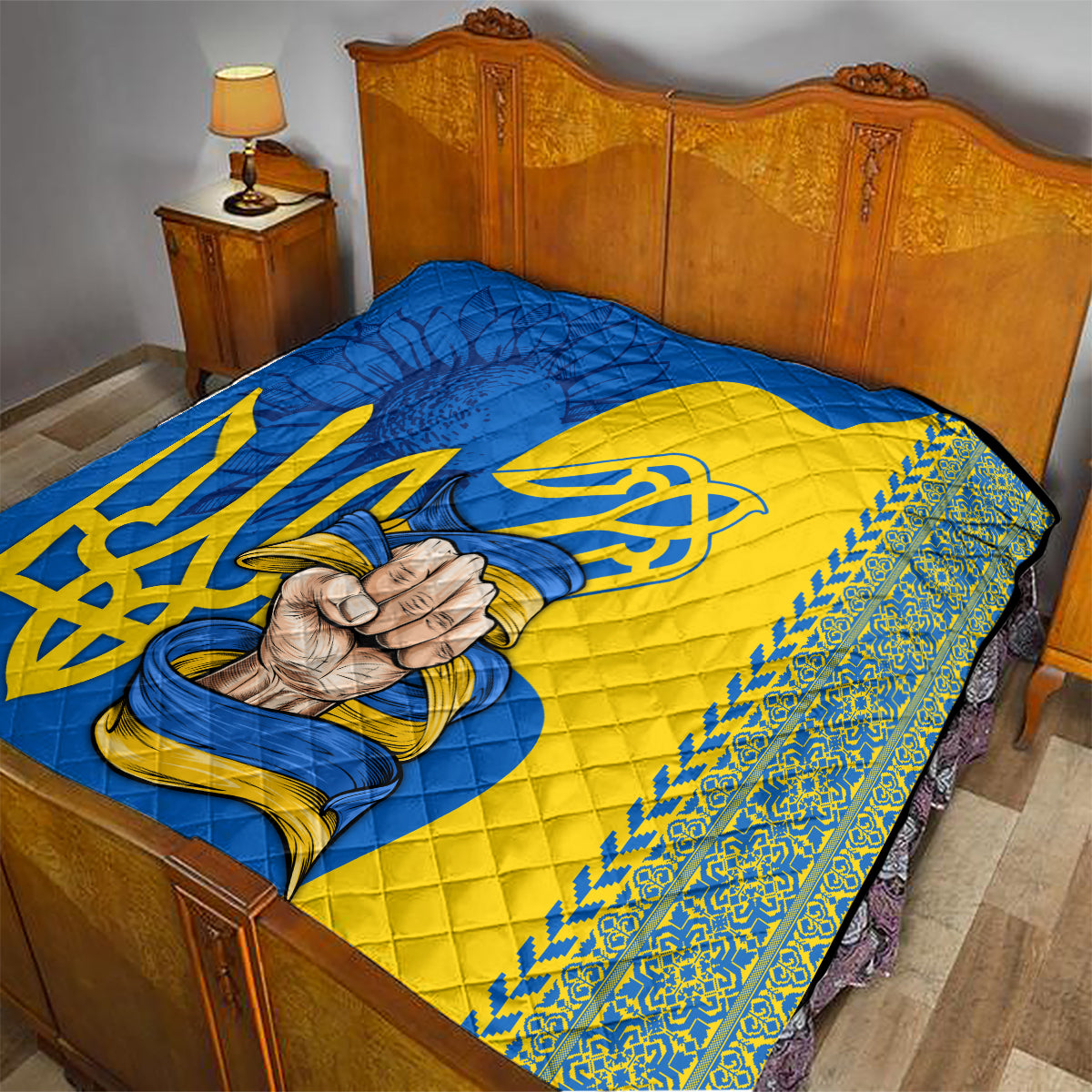 Ukraine Ukraine Folk Patterns Unity Day Personalized Quilt - Wonder Print Shop