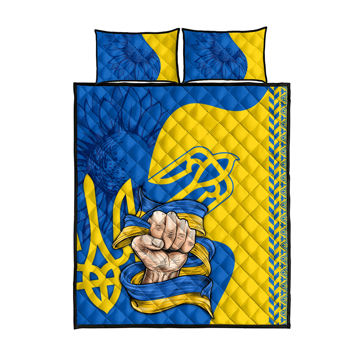 Ukraine Ukraine Folk Patterns Unity Day Personalized Quilt Bed Set - Wonder Print Shop