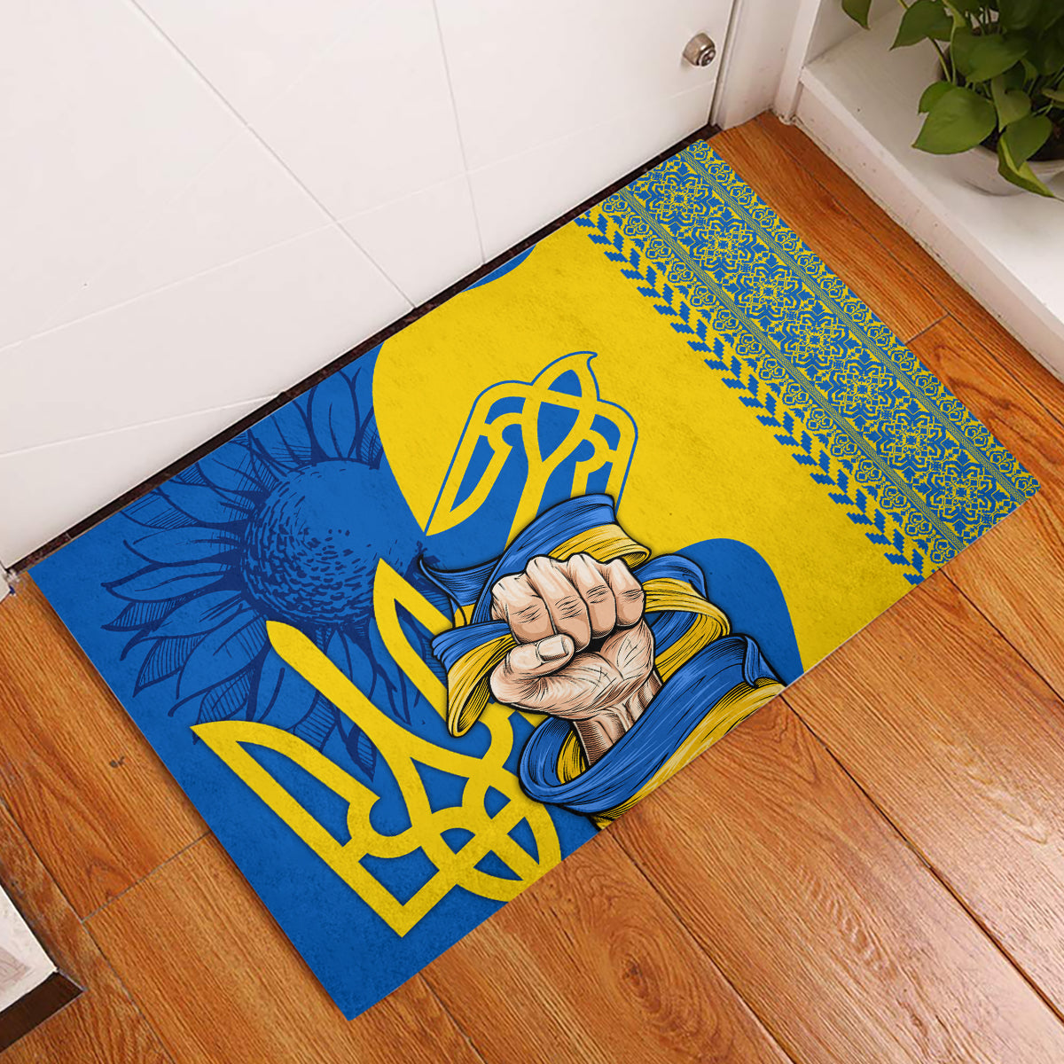 Ukraine Ukraine Folk Patterns Unity Day Personalized Rubber Doormat - Wonder Print Shop