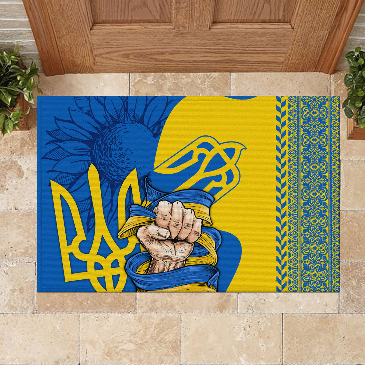 Ukraine Ukraine Folk Patterns Unity Day Personalized Rubber Doormat - Wonder Print Shop