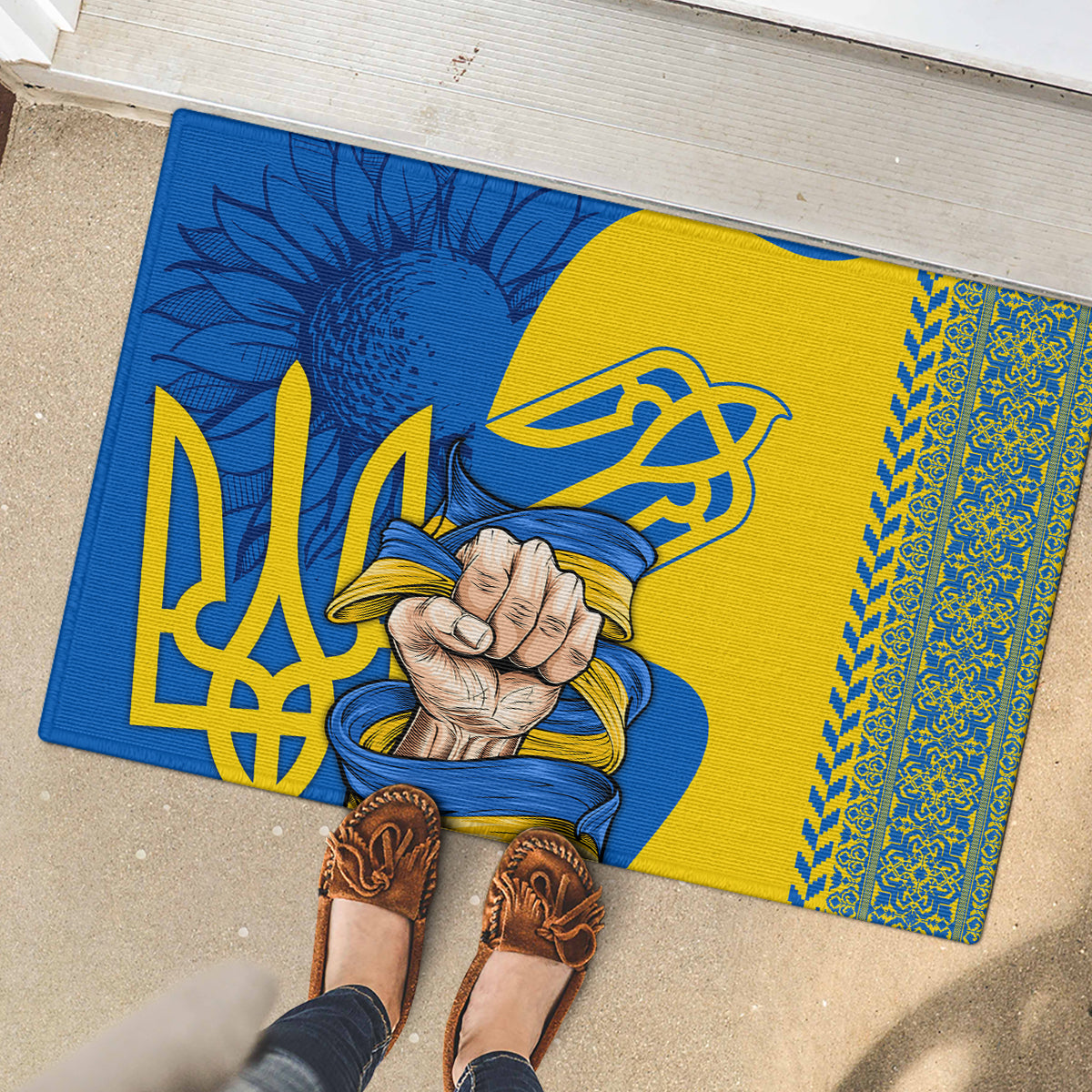 Ukraine Ukraine Folk Patterns Unity Day Personalized Rubber Doormat - Wonder Print Shop