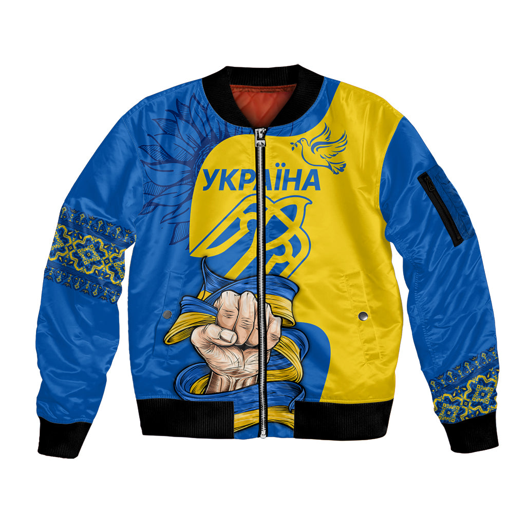 Ukraine Ukraine Folk Patterns Unity Day Personalized Sleeve Zip Bomber Jacket - Wonder Print Shop
