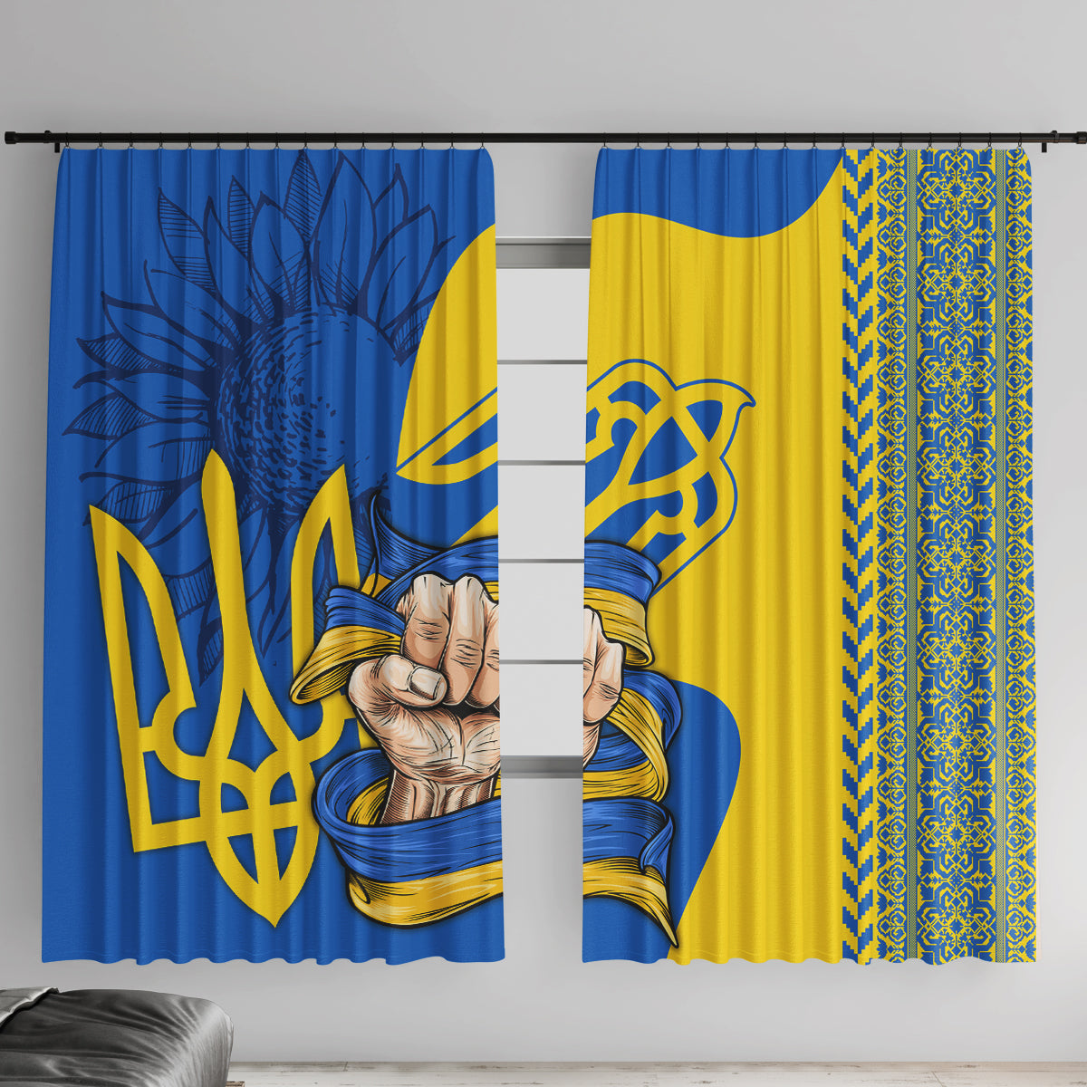 Ukraine Ukraine Folk Patterns Unity Day Personalized Window Curtain