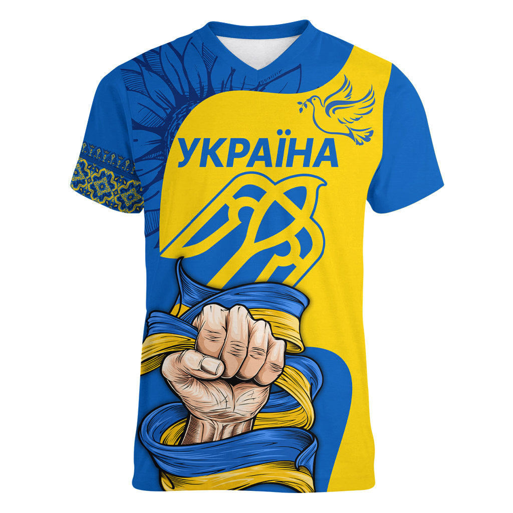 ukraine-ukraine-folk-patterns-unity-day-personalized-women-v-neck-t-shirt