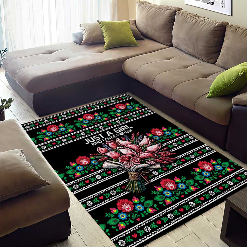 Pink Pierogi Flowers Over Dumplings Area Rug