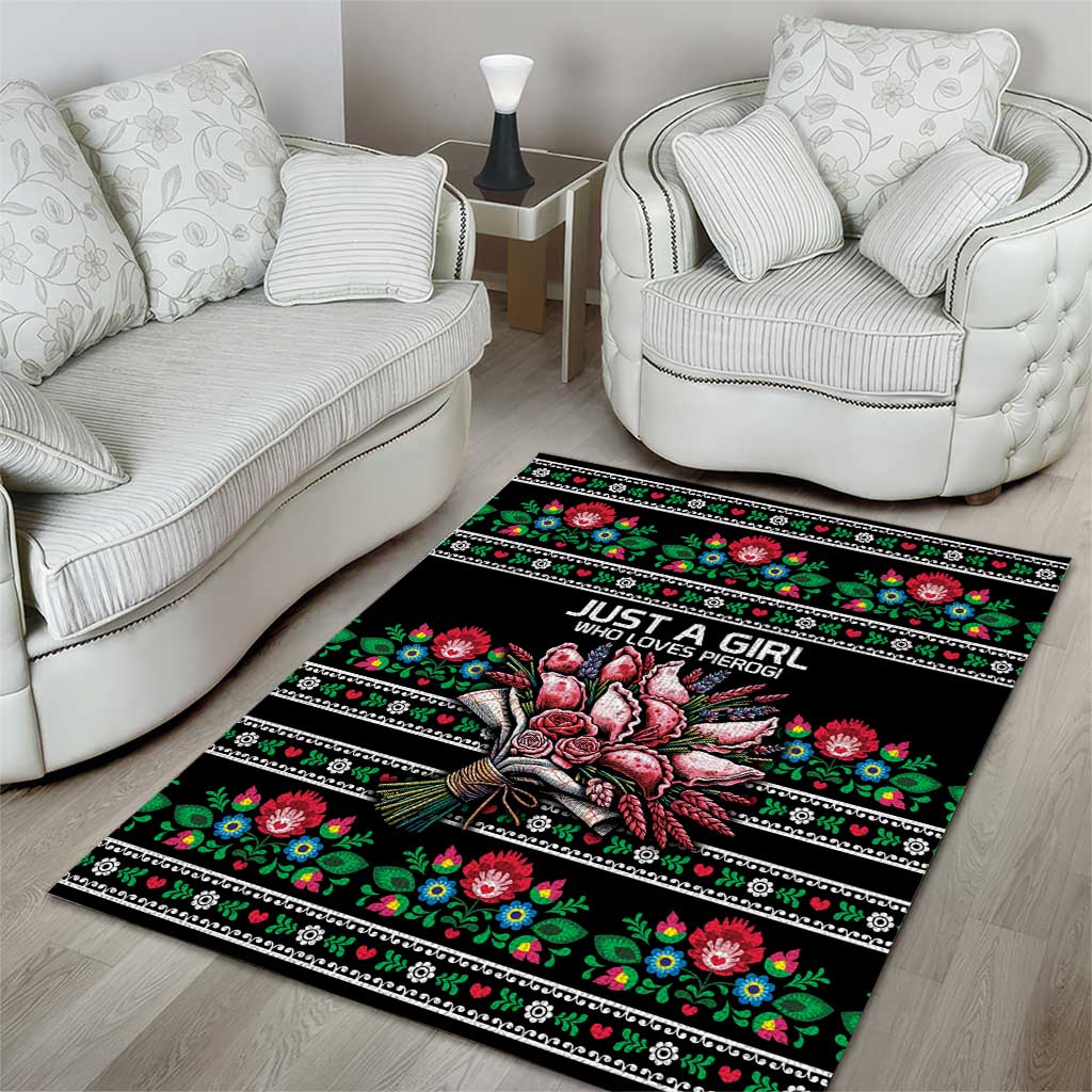 Pink Pierogi Flowers Over Dumplings Area Rug
