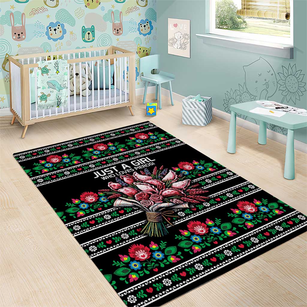 Pink Pierogi Flowers Over Dumplings Area Rug