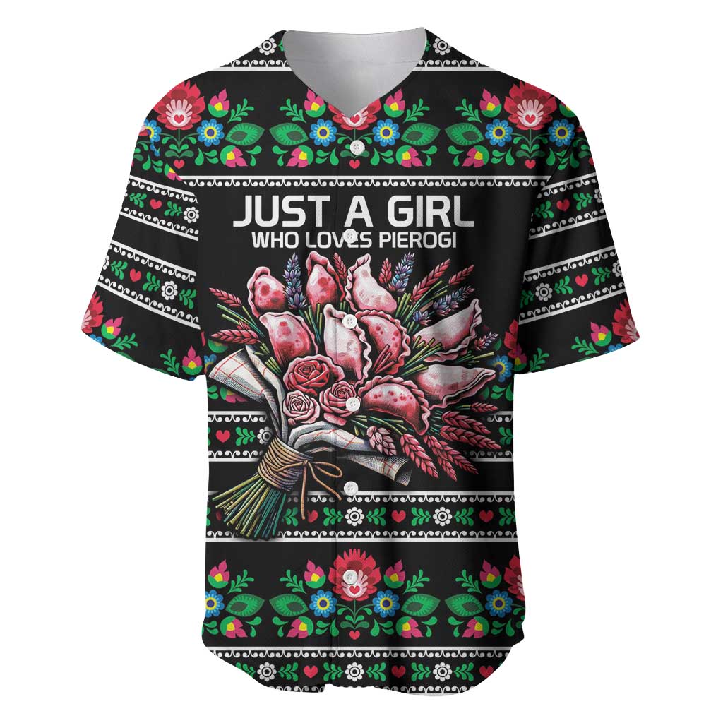 Pink Pierogi Flowers Over Dumplings Baseball Jersey