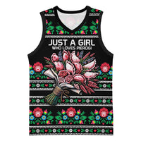 Pink Pierogi Flowers Over Dumplings Basketball Jersey