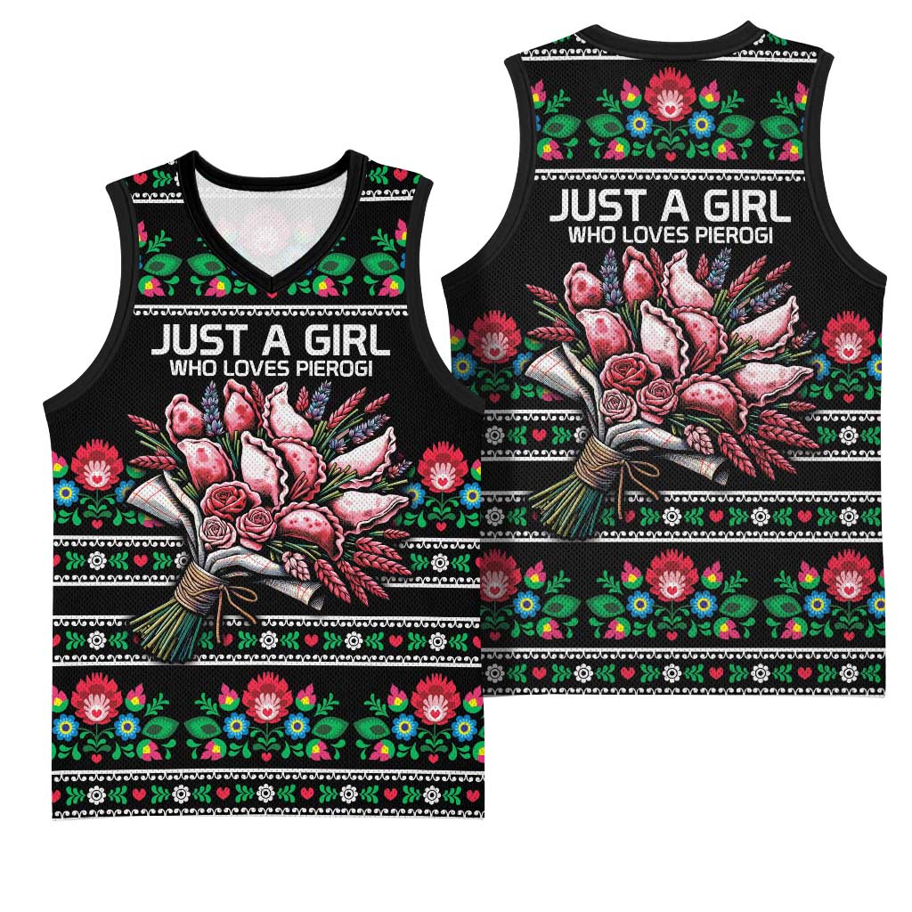 Pink Pierogi Flowers Over Dumplings Basketball Jersey