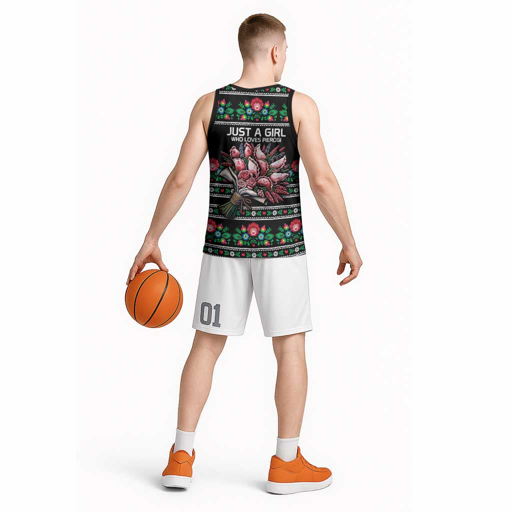 Pink Pierogi Flowers Over Dumplings Basketball Jersey