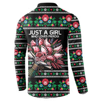 Pink Pierogi Flowers Over Dumplings Button Sweatshirt