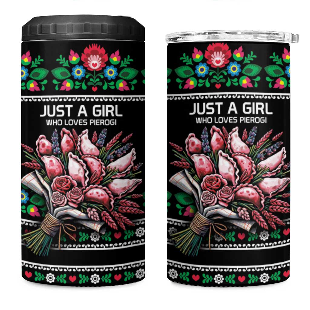 Pink Pierogi Flowers Over Dumplings 4 in 1 Can Cooler Tumbler
