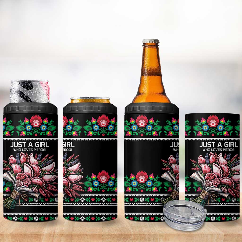 Pink Pierogi Flowers Over Dumplings 4 in 1 Can Cooler Tumbler