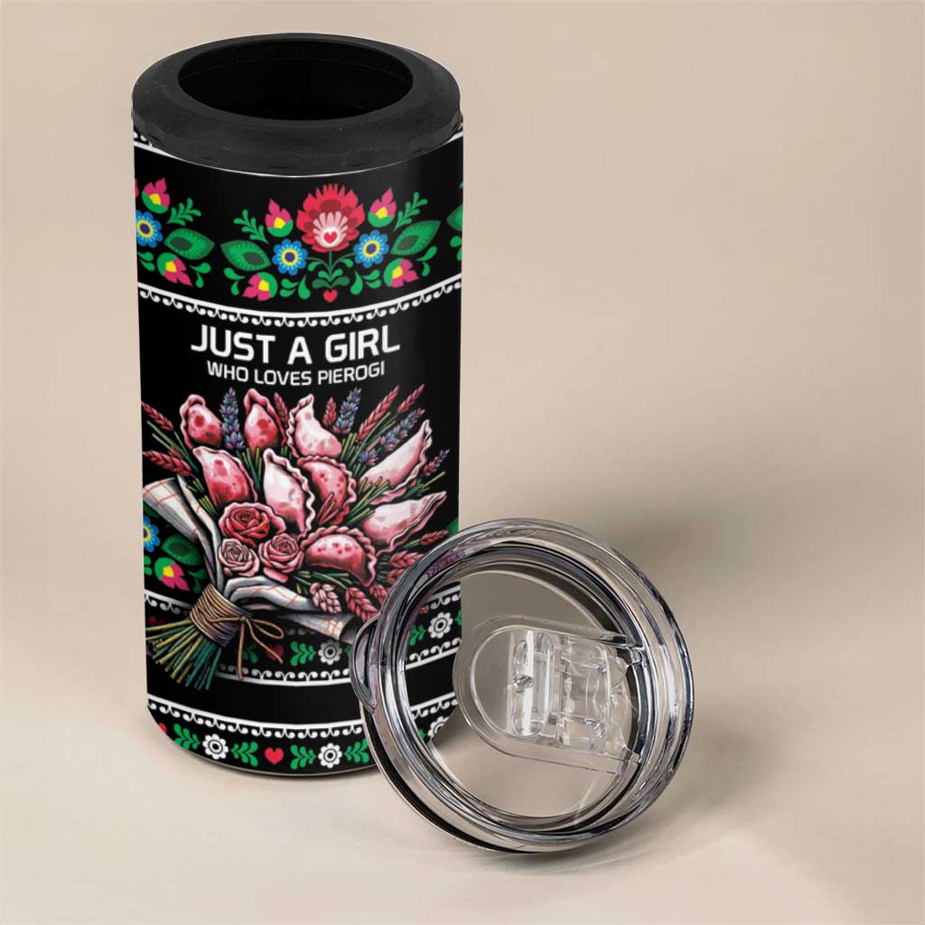 Pink Pierogi Flowers Over Dumplings 4 in 1 Can Cooler Tumbler