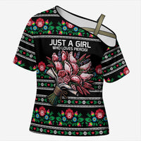Pink Pierogi Flowers Over Dumplings Cross Shoulder Shirt