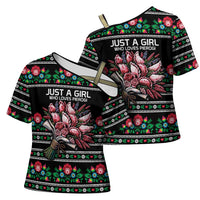Pink Pierogi Flowers Over Dumplings Cross Shoulder Shirt