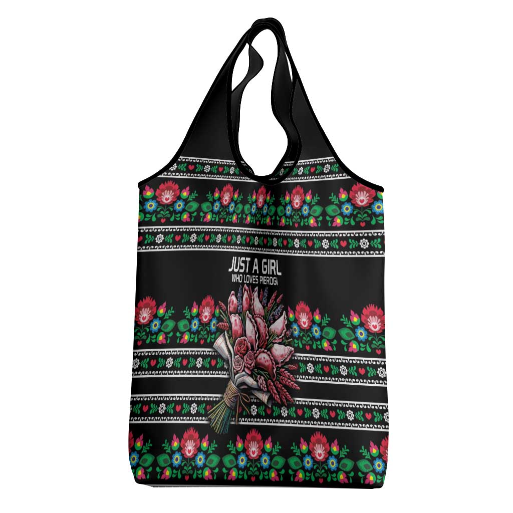 Pink Pierogi Flowers Over Dumplings Grocery Bag