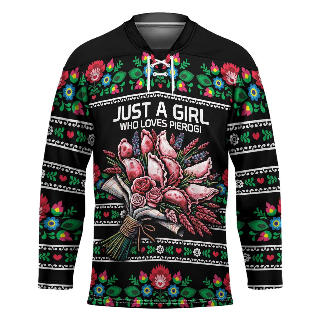 Pink Pierogi Flowers Over Dumplings Hockey Jersey